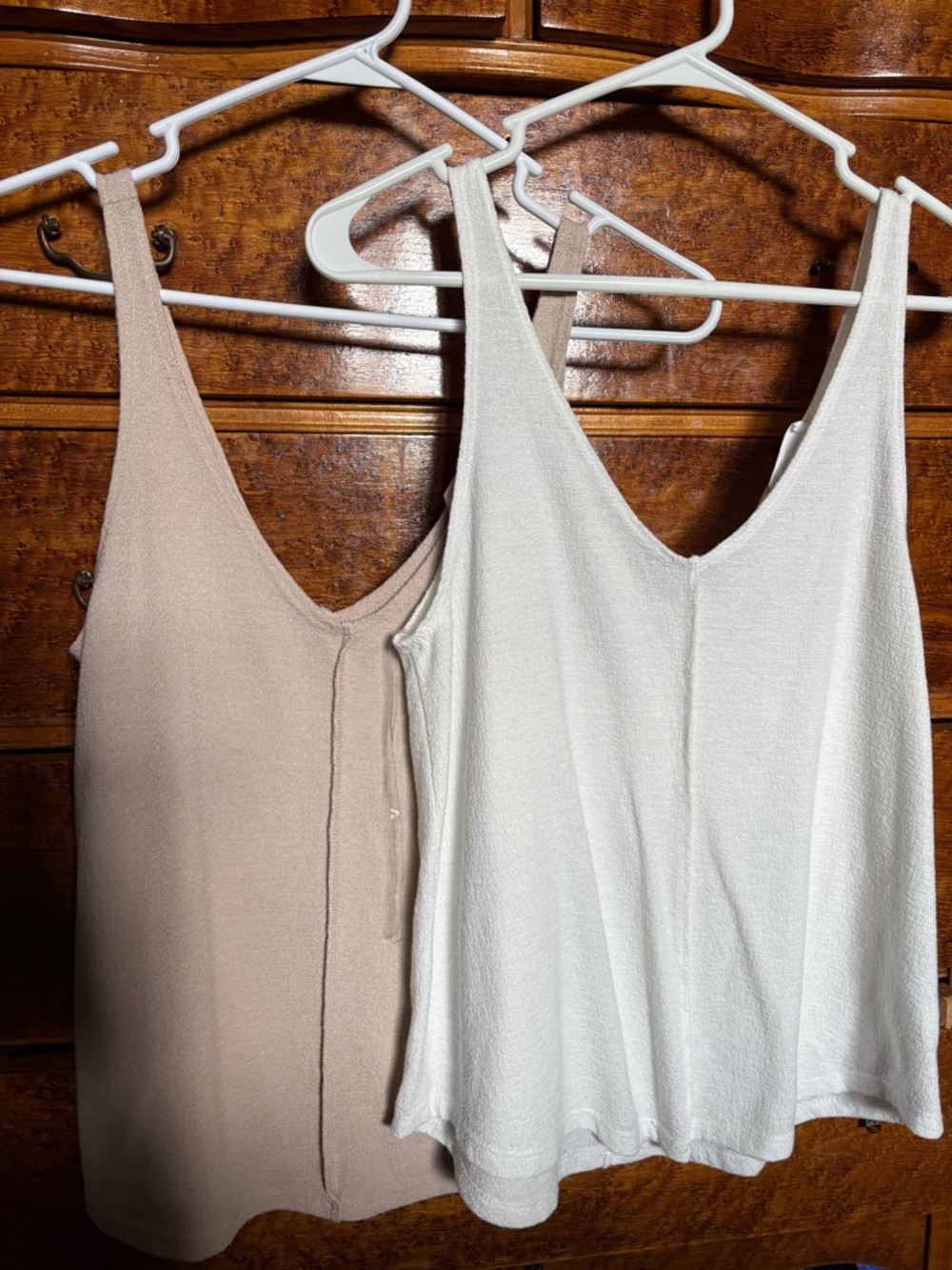 Carly Jean Los Angeles Double Tank Set in Beige & Cream